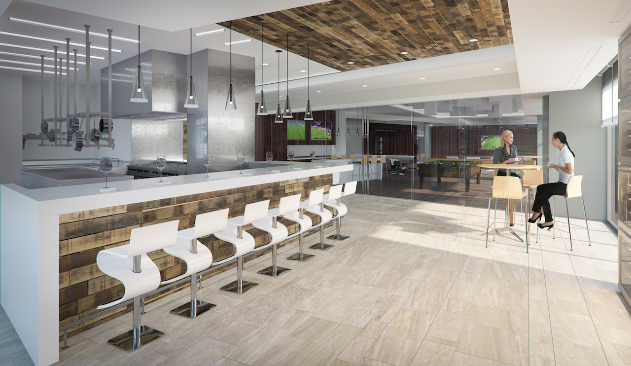 Agora Apartments | Capitol Riverfront Washington DC Apartments | Contruction Update Photos | Clubroom & Demonstration Kitchen Rendering