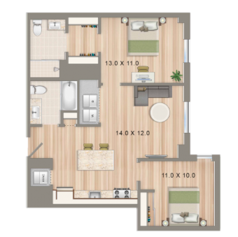 2 Bedroom Apartments In Washington DC | 2 Bedroom Floorplans For Roommates