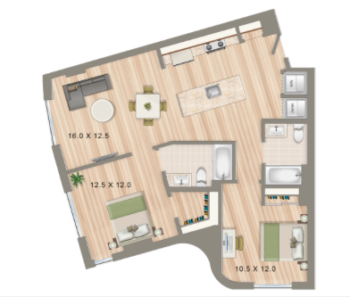 2 Bedroom Apartments In Washington DC | 2 Bedroom Floorplans For Roommates