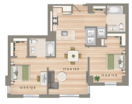 2 Bedroom Apartments In Washington DC | 2 Bedroom Floorplans For Roommates