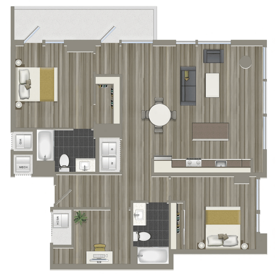 Garrett 3c  three bedroom floorplan