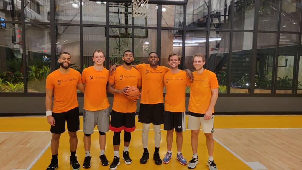 pick up basketball team on the Garrett basketball court